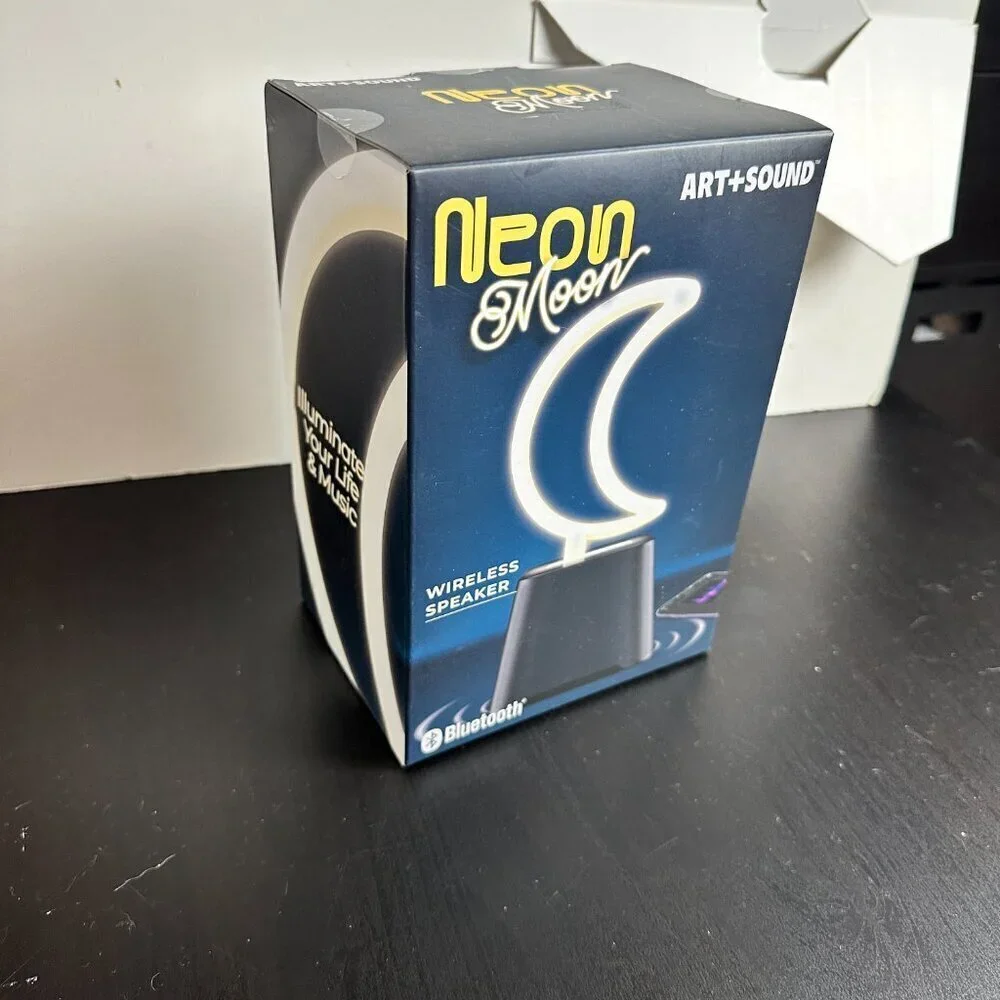 NEON MOON Wireless Bluetooth Speaker Neon Art Crescent Moon New NIB